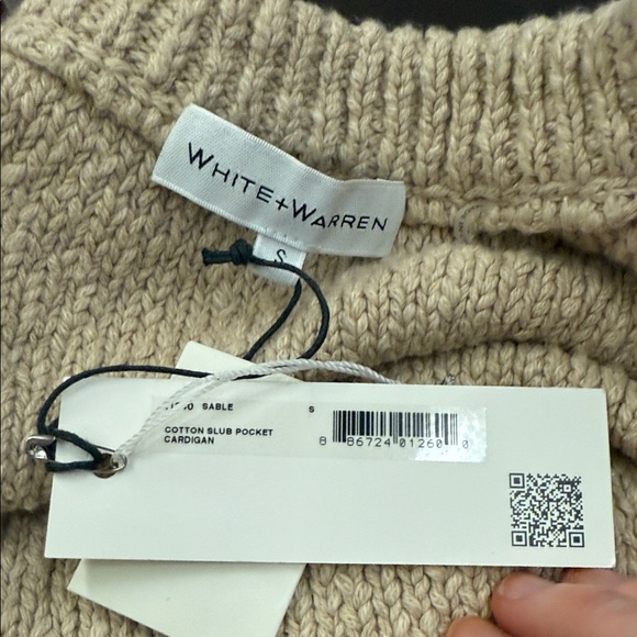 White + Warren - Cotton Slub Pocket Cardigan - Picture 5 of 5